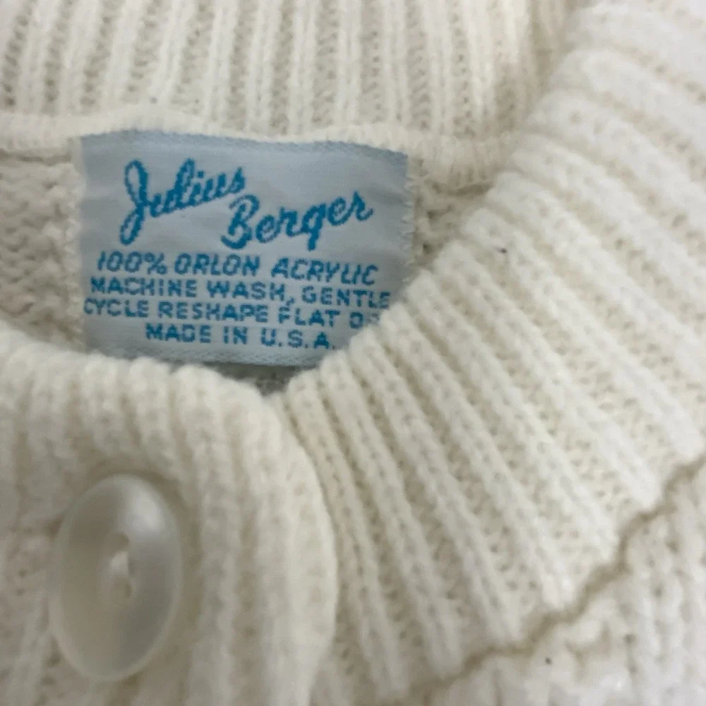 Vintage Julius Berger Baby Sweater Size ? 18-24 Months Cardigan Satin Roses READ